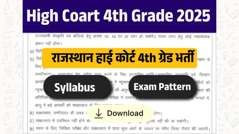 High Coart 4th Grade Syllabsu 2025